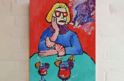 Obraz fowizm dama babcia z drinkiem