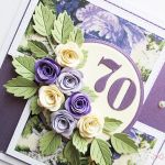 Kartka URODZINOWA - fioletowe różyczki - Kartka na urodziny z różyczkami