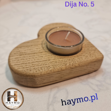 Świecznik drewniany dąb serce olej twardowoskowy Dija No. 5