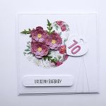 Elegancka kartka urodzinowa z kwiatami liczbą - Kartka urodzinowa handmade z liczbą