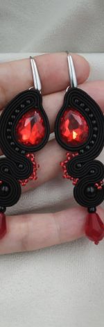Soutache sutasz kolczyki bordowe czerwone