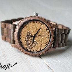Drewniany zegarek na bransolecie GRA O TRON