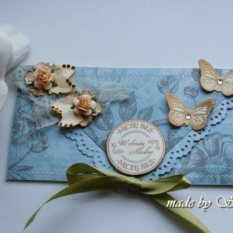 Kopertówka z okazji ślubu-'złote motyle'