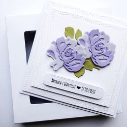 Delikatna kartka ślubna z różami handmade