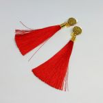 Klipsy z Chwostem frędzle chwosty Czerwone złote - 