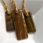 Brązowe Tygrysie Oko - elegancki zestaw biżuterii w złocie - 