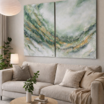 Abstrakcja Garden Ręcznie malowany obraz Strukturalny XXL dyptyk 140x100 cm - 