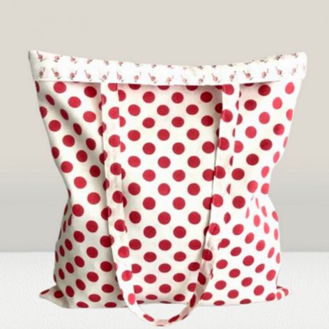 Torba na zakupy,bawełniana torebka na ramię,shoperka w groszki.