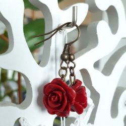 Kolczyki handmade różyczki czerwone