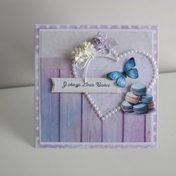 Kartka na Dzień Babci liiowe serce