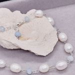 Srebrna bransoletka z perłami i akwamarynami - 
