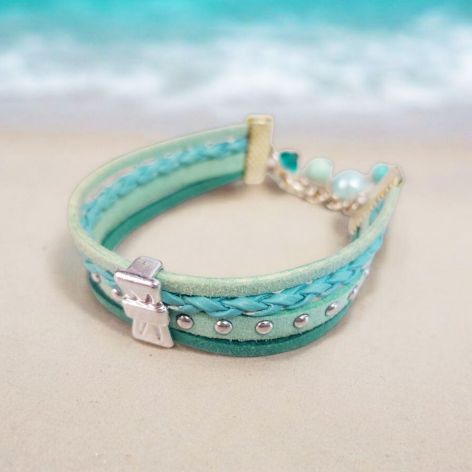 Bransoletka rzemykowa jasny turkus