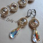 komplet biżuterii z kryształów Swarovski oraz koralików gold - 