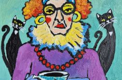 Obraz ręcznie malowany koci dwór