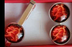 Ogniste rumaki - spinki do mankietów i spinka do krawata