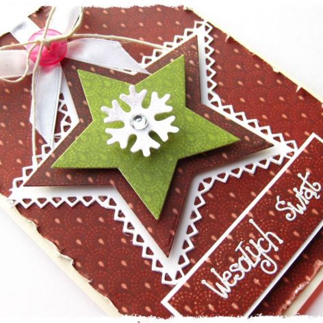 Bordowa kartka świąteczna z gwiazdką