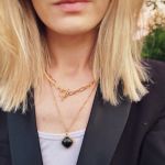 Łańcuszek z zawieszką czarny onyks w okuciu - 