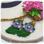 Kolczyki sutasz Frida II boho Etno zielone  - Soutagefrida