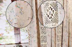 Zasłony gotowe lniane boho z frędzlami koronka dziergana panel 150/160cm