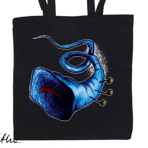 Niebieska trąbka - torba z nadrukiem czarna