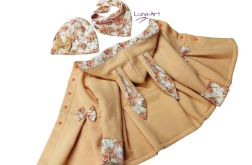 Komplet płaszczyk z uszkami oraz czapka i chustka r.80/86