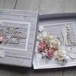 Kartka ślubna wraz z pudełkiem kwiaty deski - 