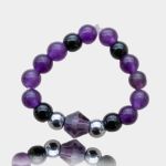 pierścionek ametyst hematyt onyks - bez tła