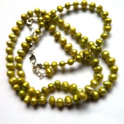 Pistacjowe, zielone perły naturalne, naszyjnik, bransoletka, komplet
