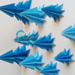 Zestaw choinek z papieru niebieski las - 