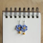 Kolczyki szydełkowe Niebieskie Kwiatki - 
