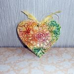 Serce z serwetkowym ornamentem - Z wstążką