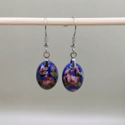 Komplet biżuterii - Kwiaty w Nocy ręcznie robiony zestaw z żywicy