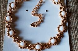 Elegancka bransoletka z kamieni – agat mleczny pozłacany hematyt