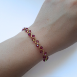 Bransoletka z kryształów Preciosa Fuchsia AB - ręcznie szyta bransoletka z kryształów i koralików
