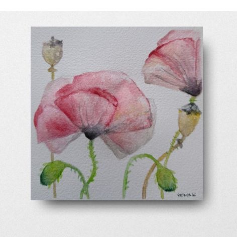 Kwiaty-akwarela formatu 15/15 cm 