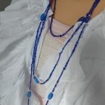 Naszyjnik Kaskadowy Długi Szafirowy Hematyt - 