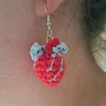 Kolczyki wiszące realistyczne serca szydełko Earrings realistic hearts - Serce anatomiczne