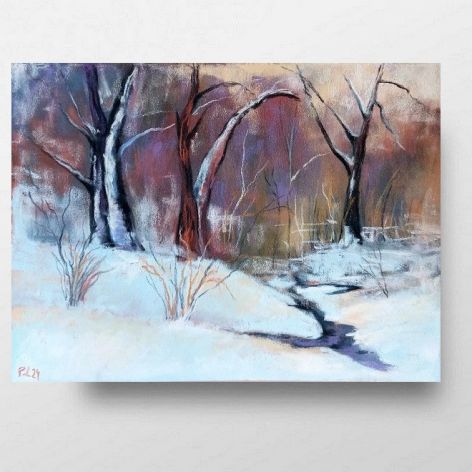 Zima-praca pastelami suchymi 18/24 cm 