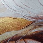 100% Ręcznie malowany Anioł na płótnie 40x60 cm Pamiątka komunii, ślubu - detal