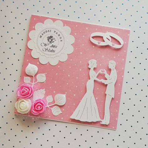 Kartka ślubna różowa