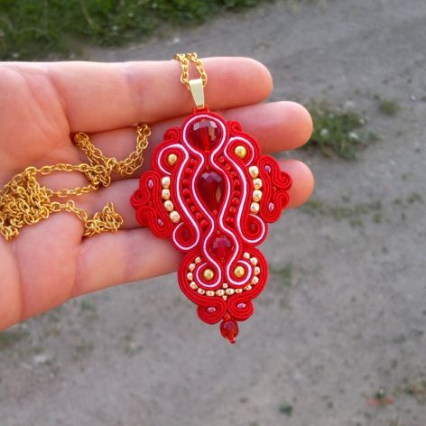 Naszyjnik-wisior Czerwono-Złoty