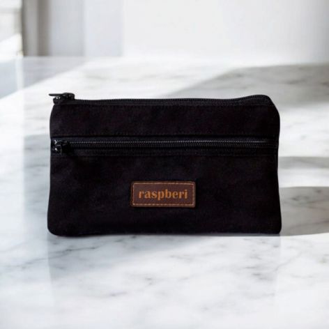 Czarny portfel z nubuku