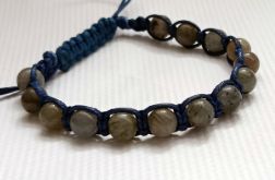 Bransoletka makrama boho denim z Labradorytem