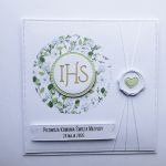 Delikatna kartka na Komunię ręcznie robiona - Subtelna kartka komunijna w zieleni