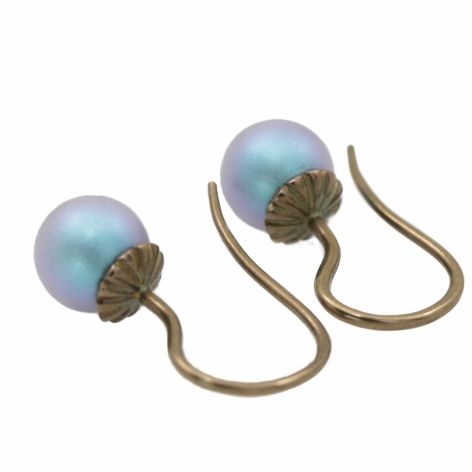 Kolczyki mosiądz z perłami Swarovski niebiesk