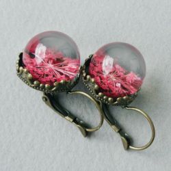 ♥ Wieczne Kwiaty kula PINK ♥ (kolczyki/sztyfty/klipsy) 
