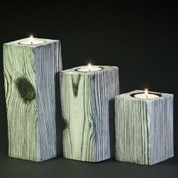 Zestaw białych świeczników drewniany drewno shou shi ban tealight