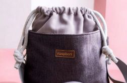 Szara listonoszka z kominem z ciemnego weluru