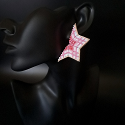 Duże Kolorowe Kolczyki Gwiazdki na Sztyfcie