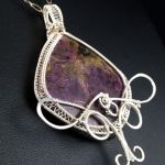 Srebrny wisior z Purpurytem hand made - Sterling Silver pendant with Purpurite cab perfect gift for her gift for mom / unique handcrafted artisan wire wrapped jewelry for women